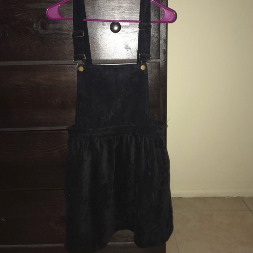 BLACK CORDUROY OVERALL DRESS
