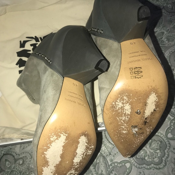 Gray leather/suede booties - Picture 6 of 8