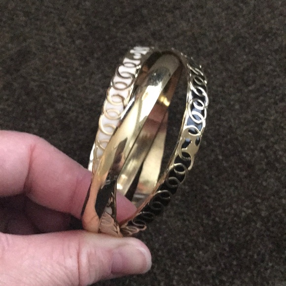 3 Bangle Metal Bracelets Welded Together, NWOT - Picture 4 of 4