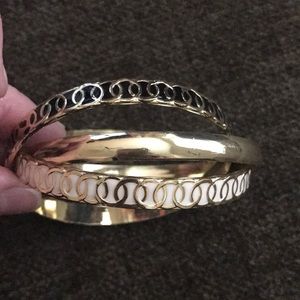 3 Bangle Metal Bracelets Welded Together, NWOT