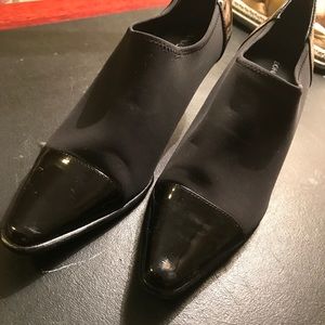 Black low-heeled dress or pant shoe