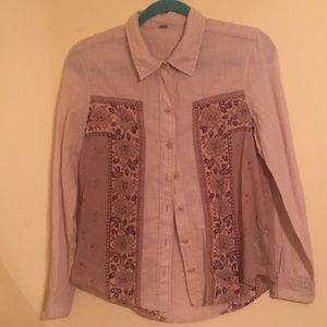 Boho/Western Free People button down flower detail