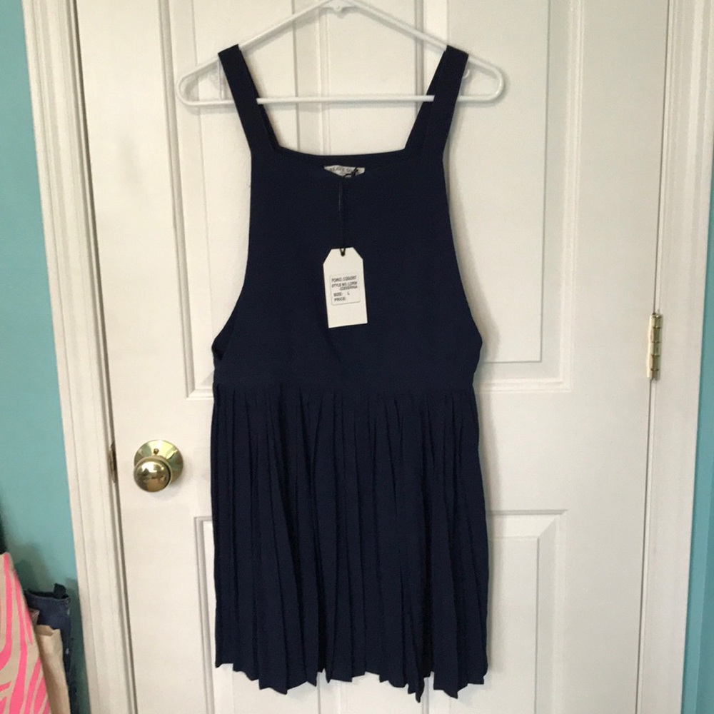Navy blue ASOS/Brave Soul pinafore dress