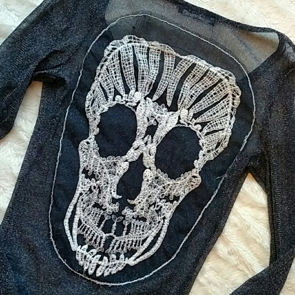 See thru crocheted skull top