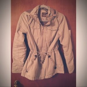 Khaki Army Style Hooded Jacket