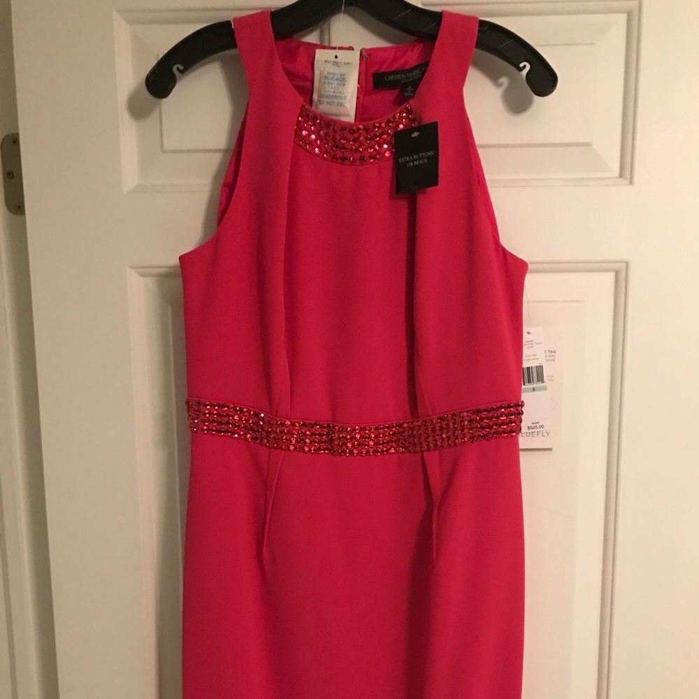 NWT Carmen Marc Valvo Pink Cocktail Dress