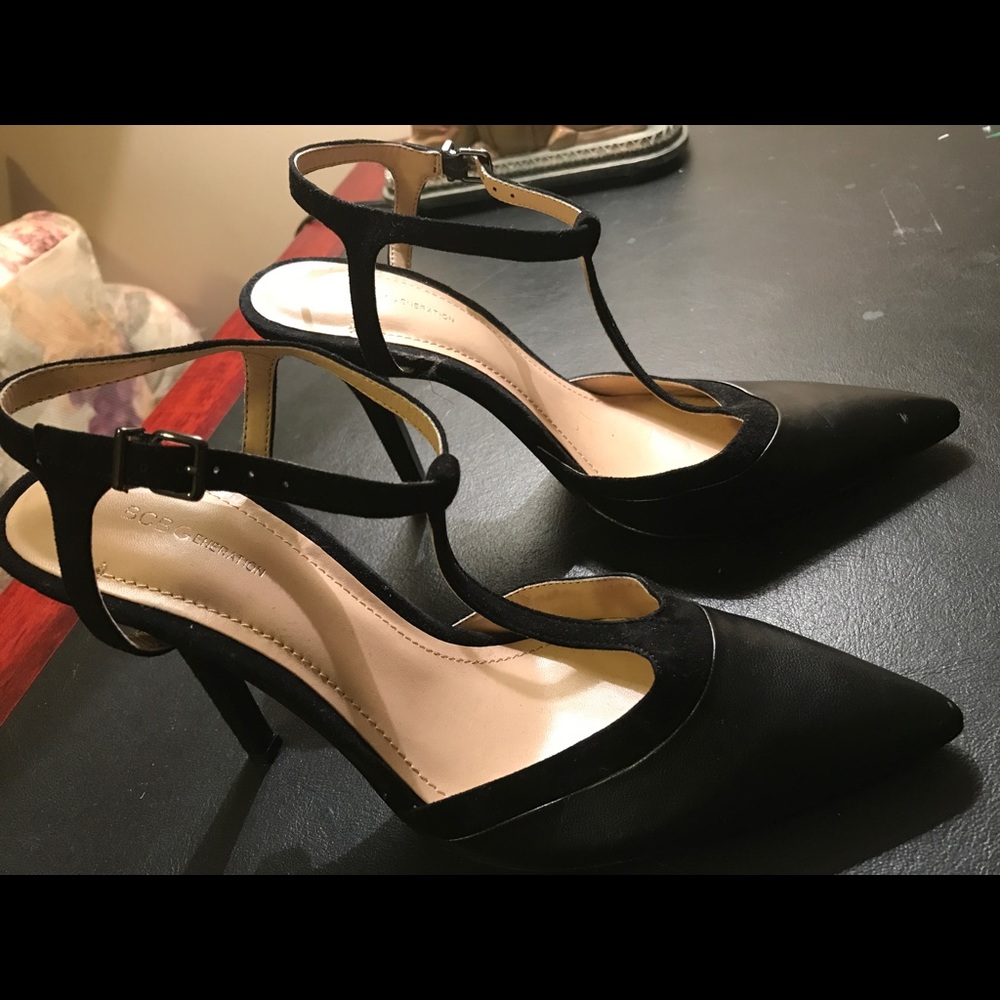 Black T-strap heels