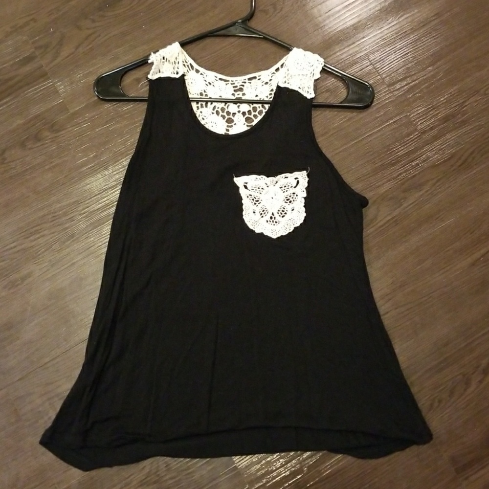 Black and lace tank top
