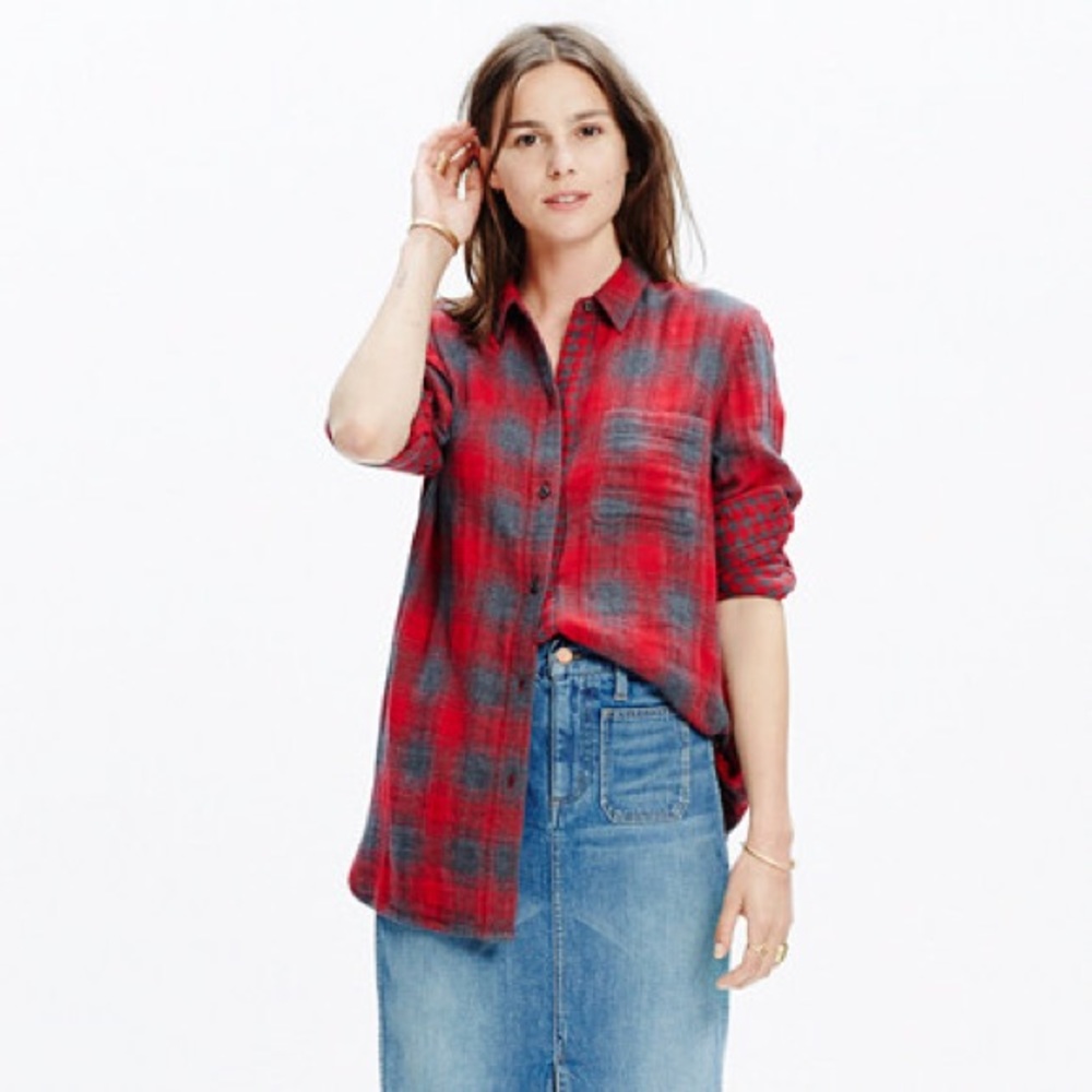NWOT - MADEWELL Ex-Boyfriend Shirt in Lansing Plaid - Picture 1 of 2