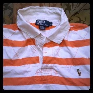 Men's orange and white striped xl