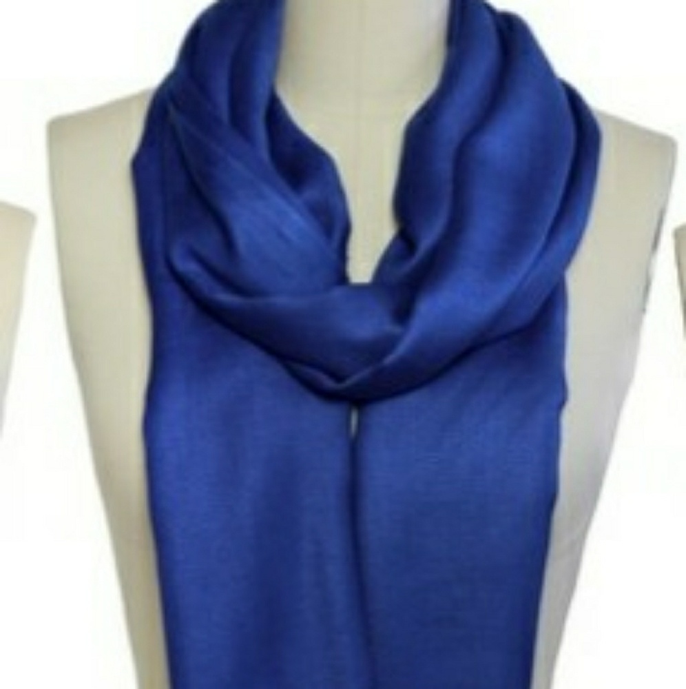 Indigo blue pashmina & silk shawl