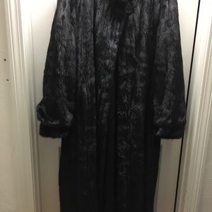 Floor length black mink coat