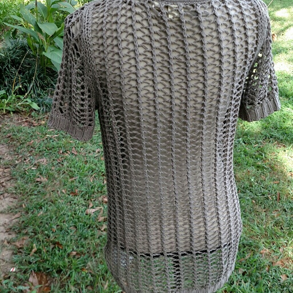 Roxy Open Knit Sz S Scoop NeckLine Taupe Top - Picture 7 of 8