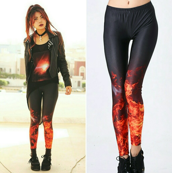 flame print tights