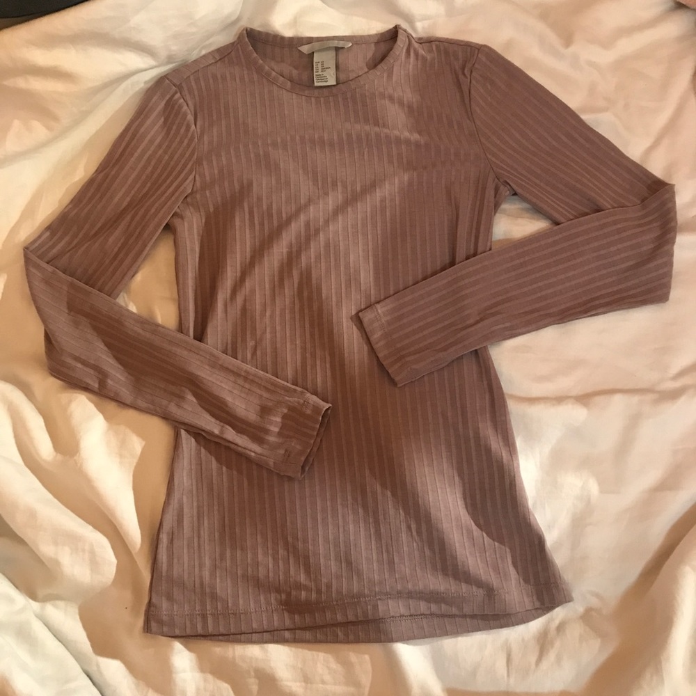 Lilac long sleeve ribbed top