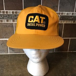 Vtg Cat Patch Yellow Snap Back Mesh Hat A2350