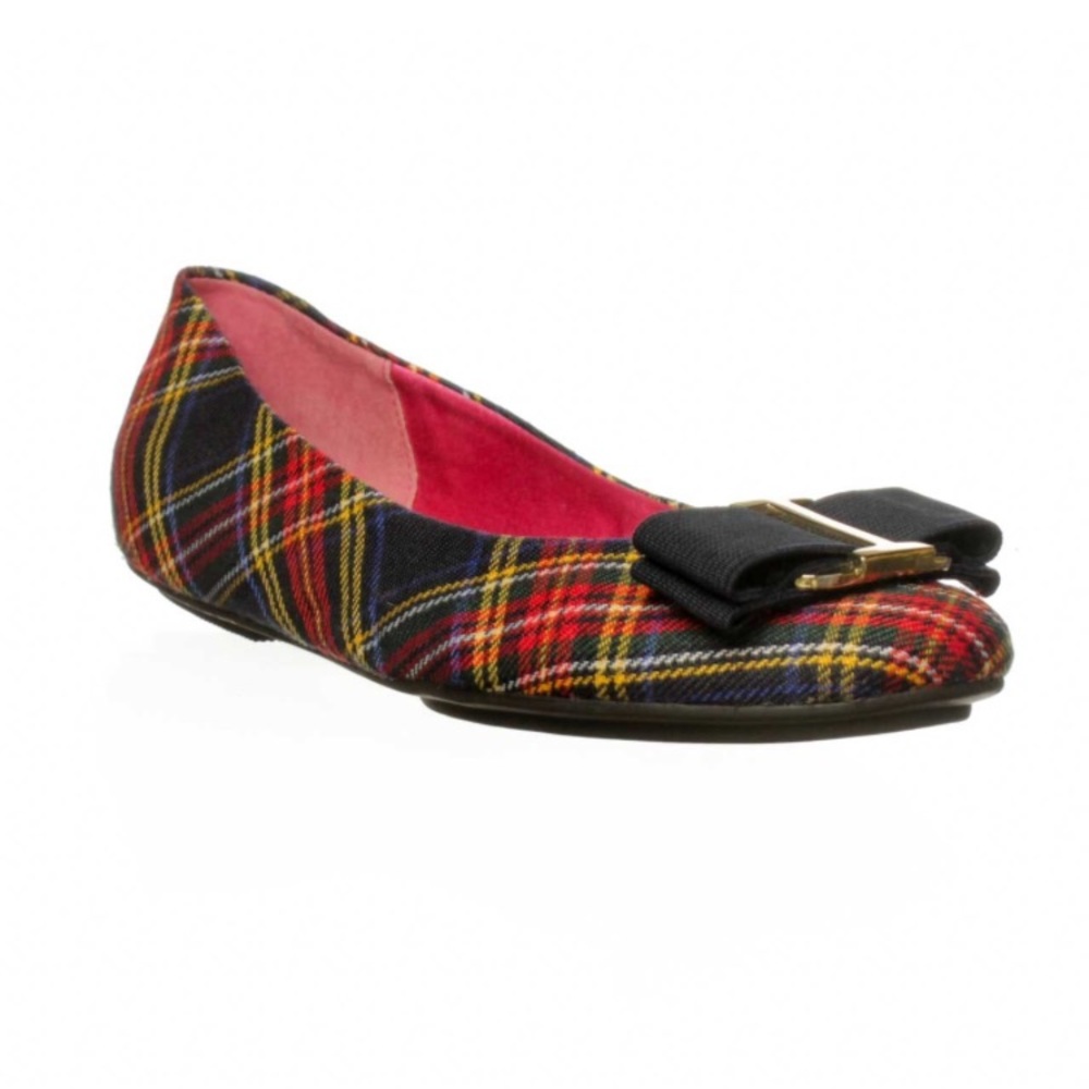 NIB Isaac Mizrahi Fabola Navy Plaid Flats