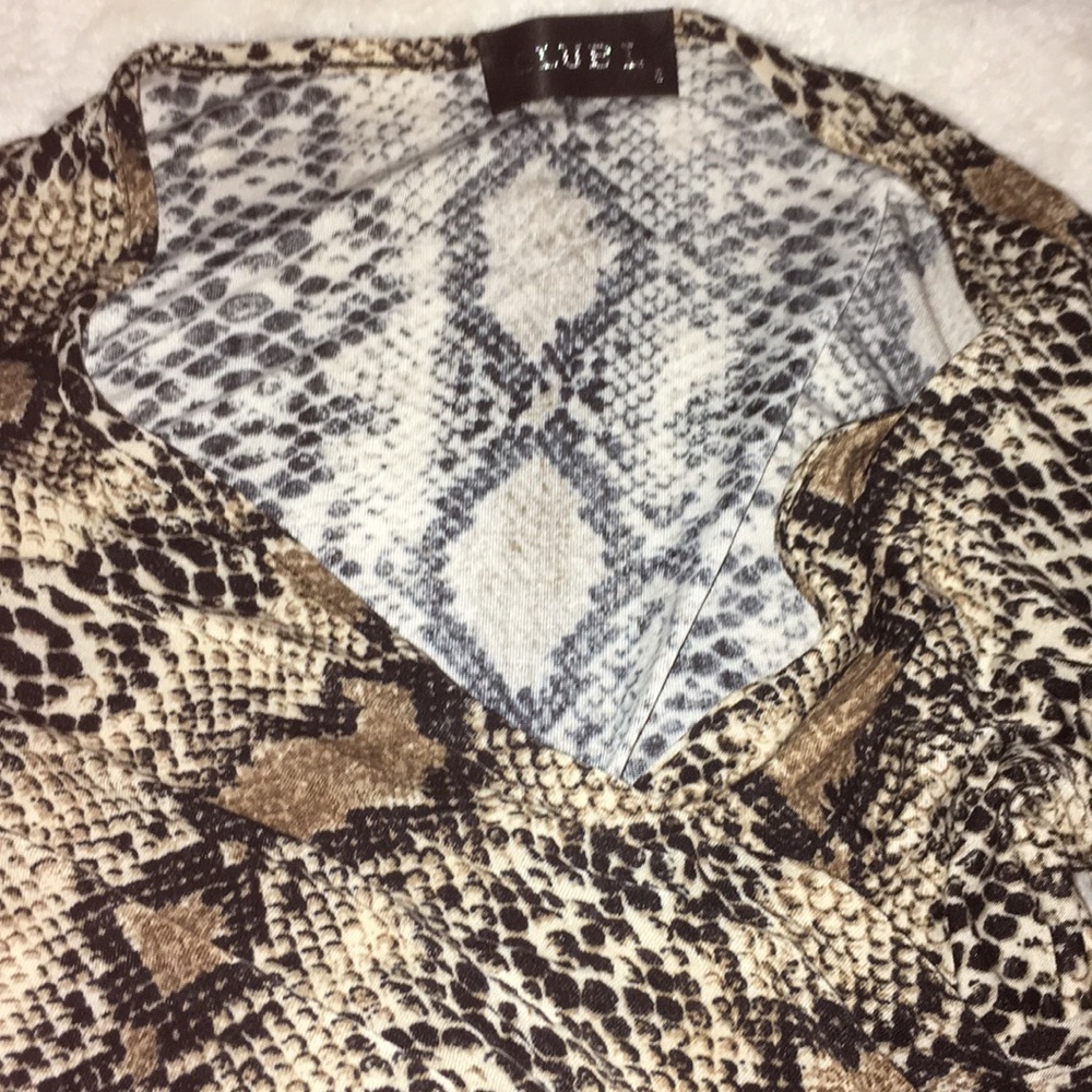 Snakeskin print ruched mini dress