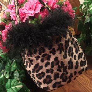 👜Leopard print Cinch Pouch - Vintage 90's EUC👜