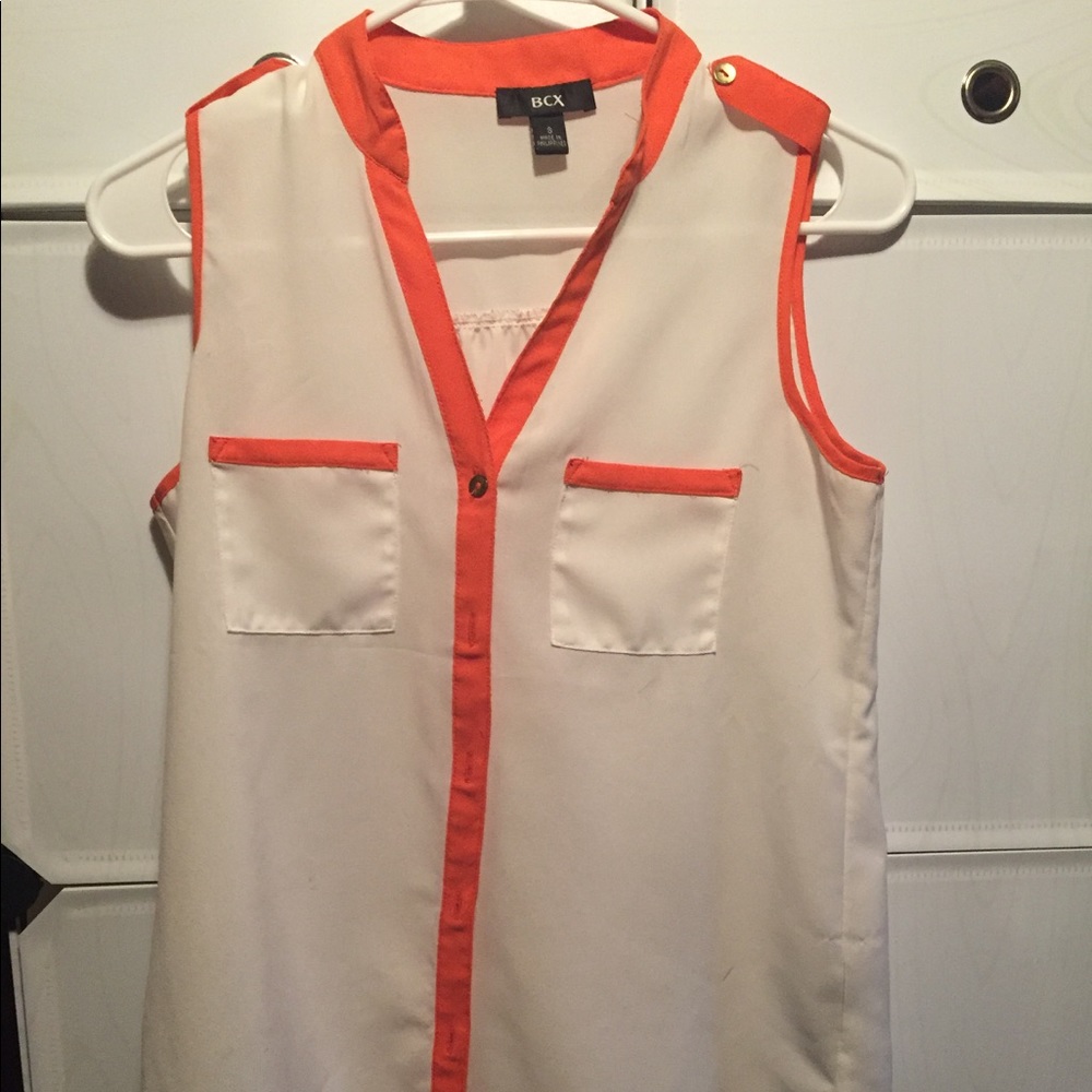 Orange-off white tank top