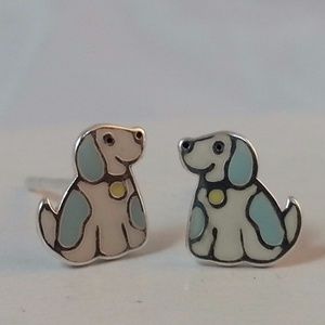 Sweet Puppy Dog Earrings in Sterling Silver 925
