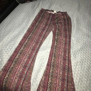 printed flare stretch pants