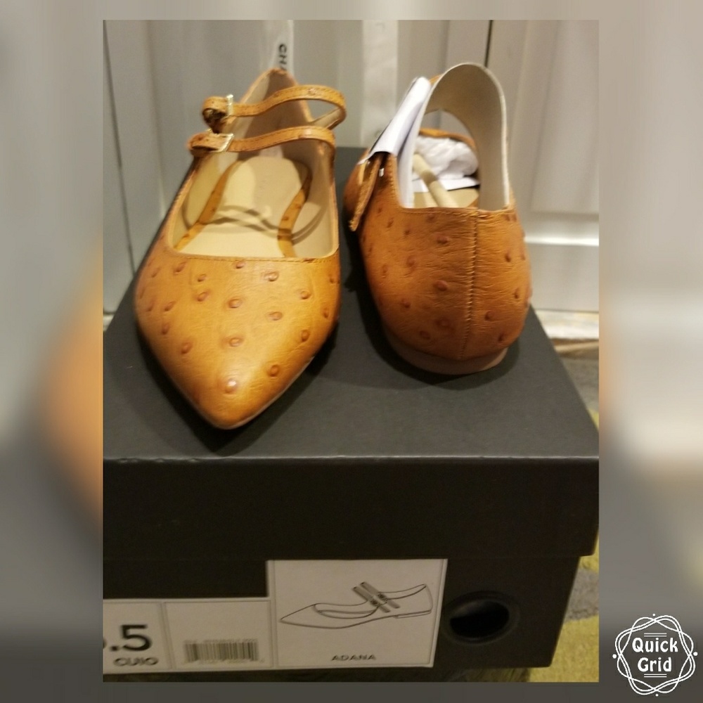 Women's Banana Republic "Adana" pointed-toe flats Orange-Ostrich Size 5.5 NWB