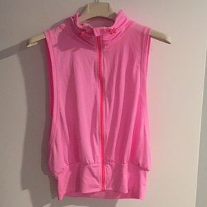 Lorna Jane pink zip up athletic high neck vest top