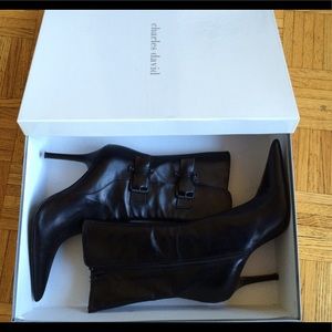 Charles David Black Leather Boots