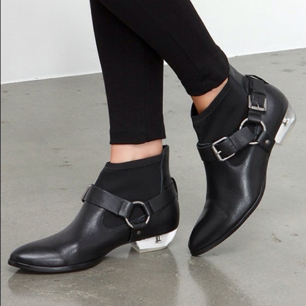 Clear Heel Black Harness Boot