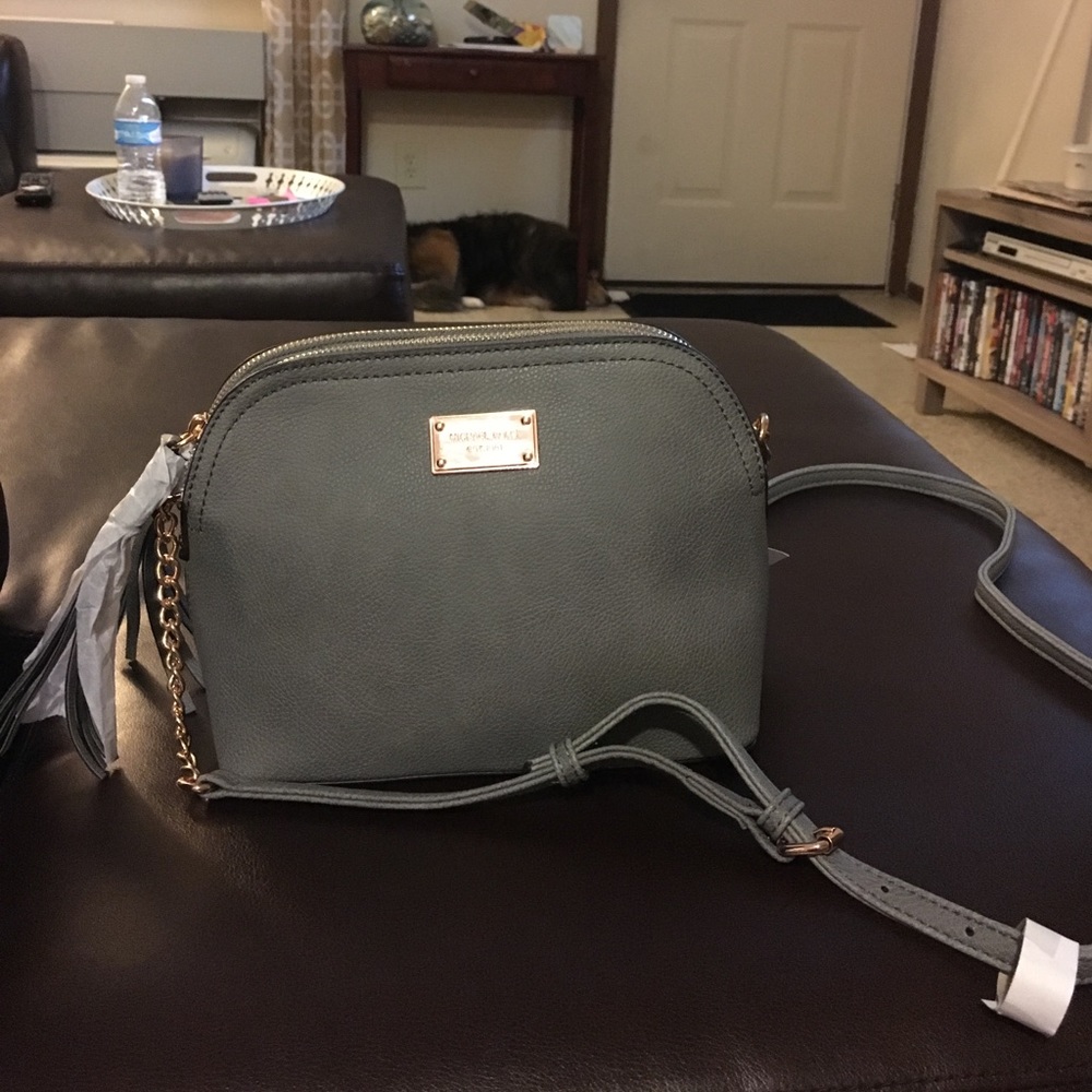 Gray designer crossbody