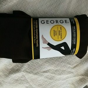 George Fleeced Footless Tights - Brown