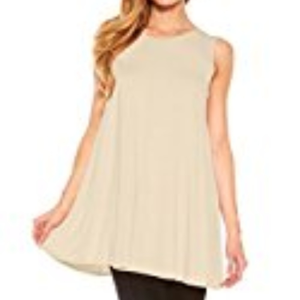 Sleeveless A-Line Tank Top Tunic - Stone Color - M