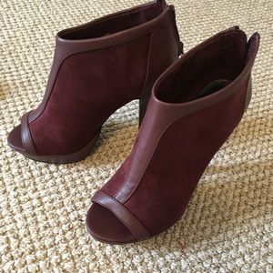 Wine colored peep toe heels. Brand new size 6