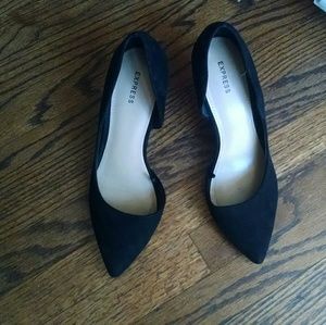 Express Black Faux Suede Heels