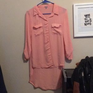 See-through high-low pink blouse