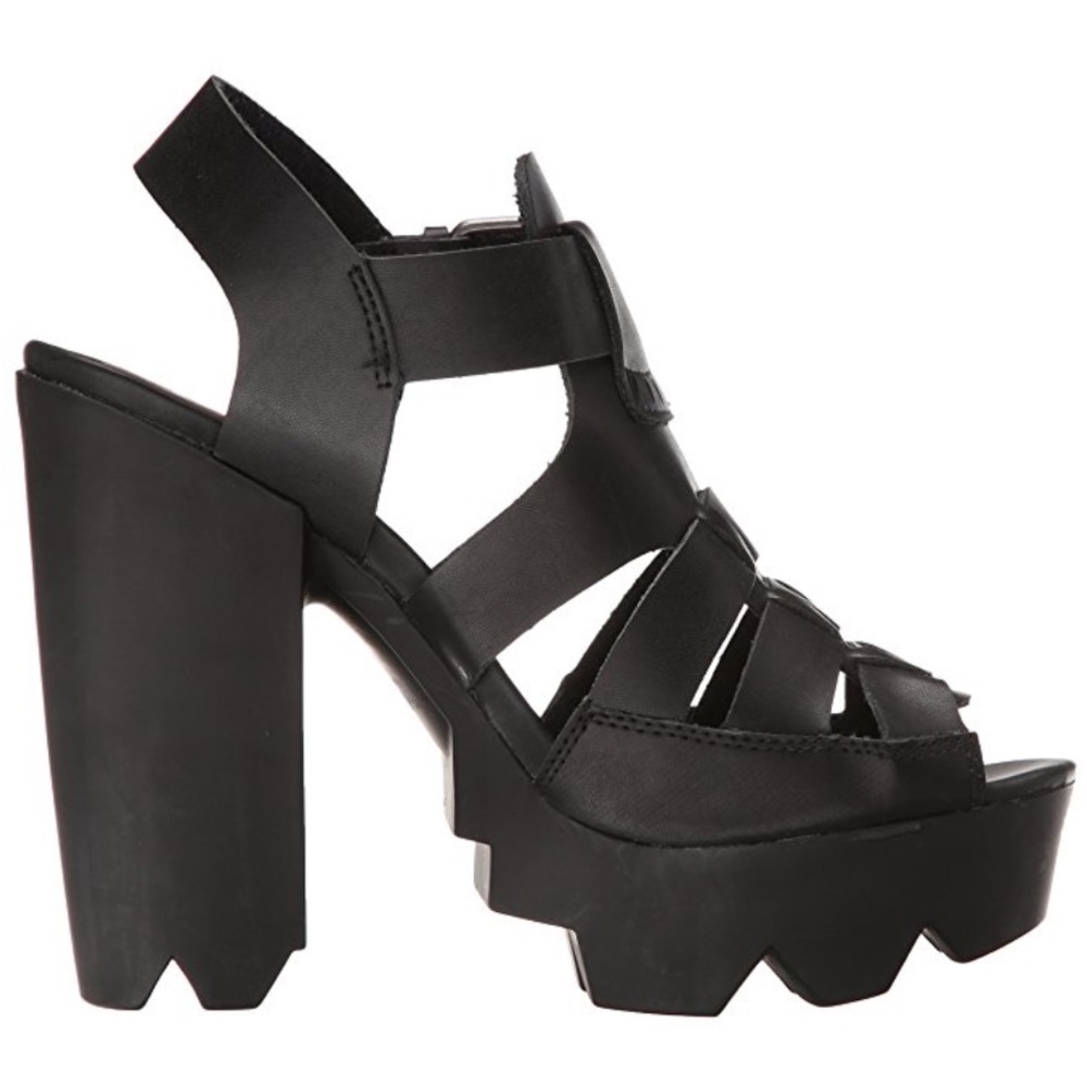 Black Rugged Sole Platform Sandal - Picture 4 of 5