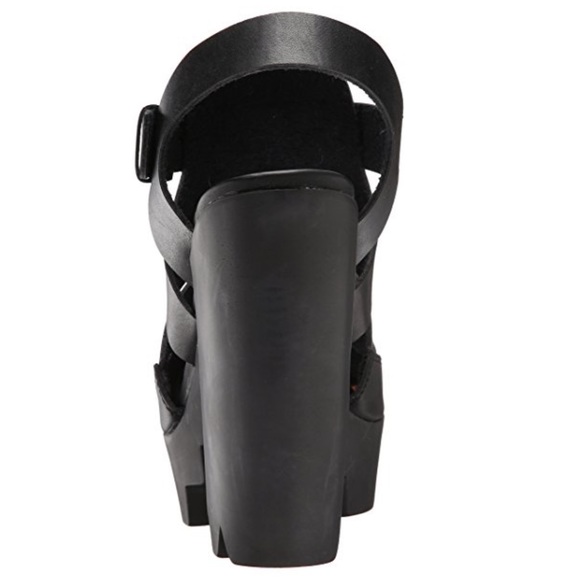 Black Rugged Sole Platform Sandal - Picture 3 of 5