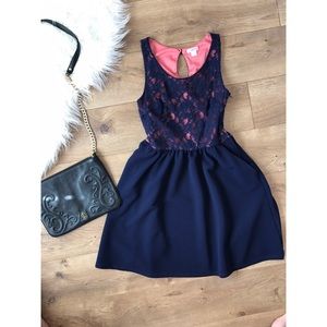 NWOT Woman's Navy & coral dress