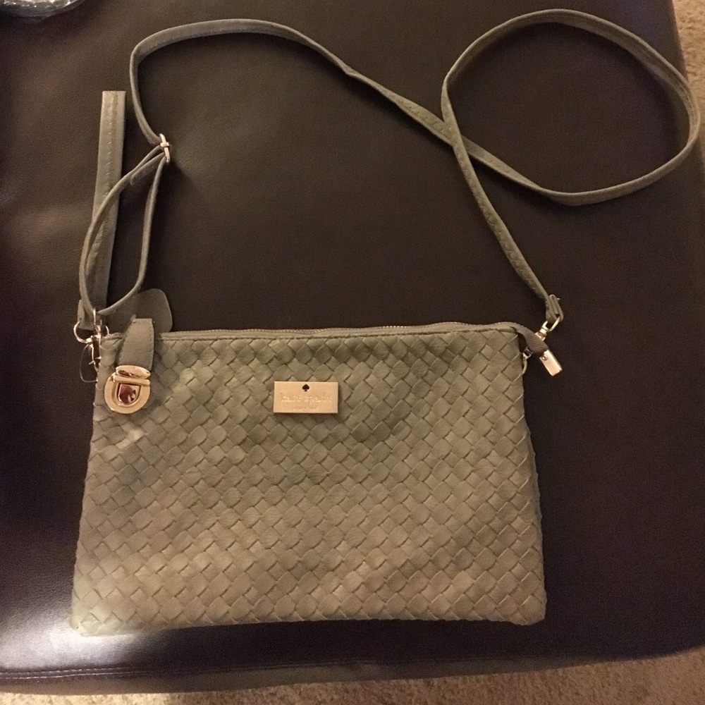 Gray woven crossbody