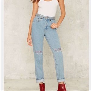 The Ragged Priest "Doom and Gloom" Mom Jeans