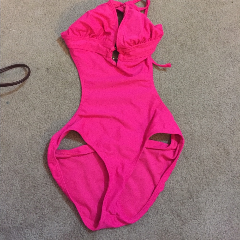 sexy pink one piece swimsuit