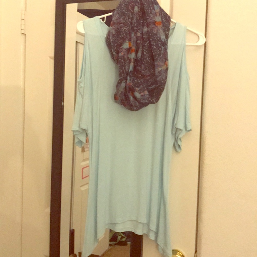 Neon Soul long blue blouse scarf included