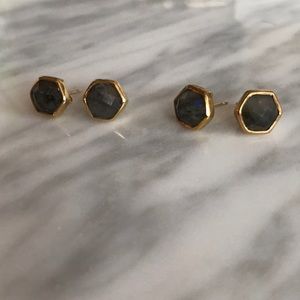 Labradorite and Gold Studs