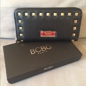 BCBG Paris Studded Zip Around Wallet