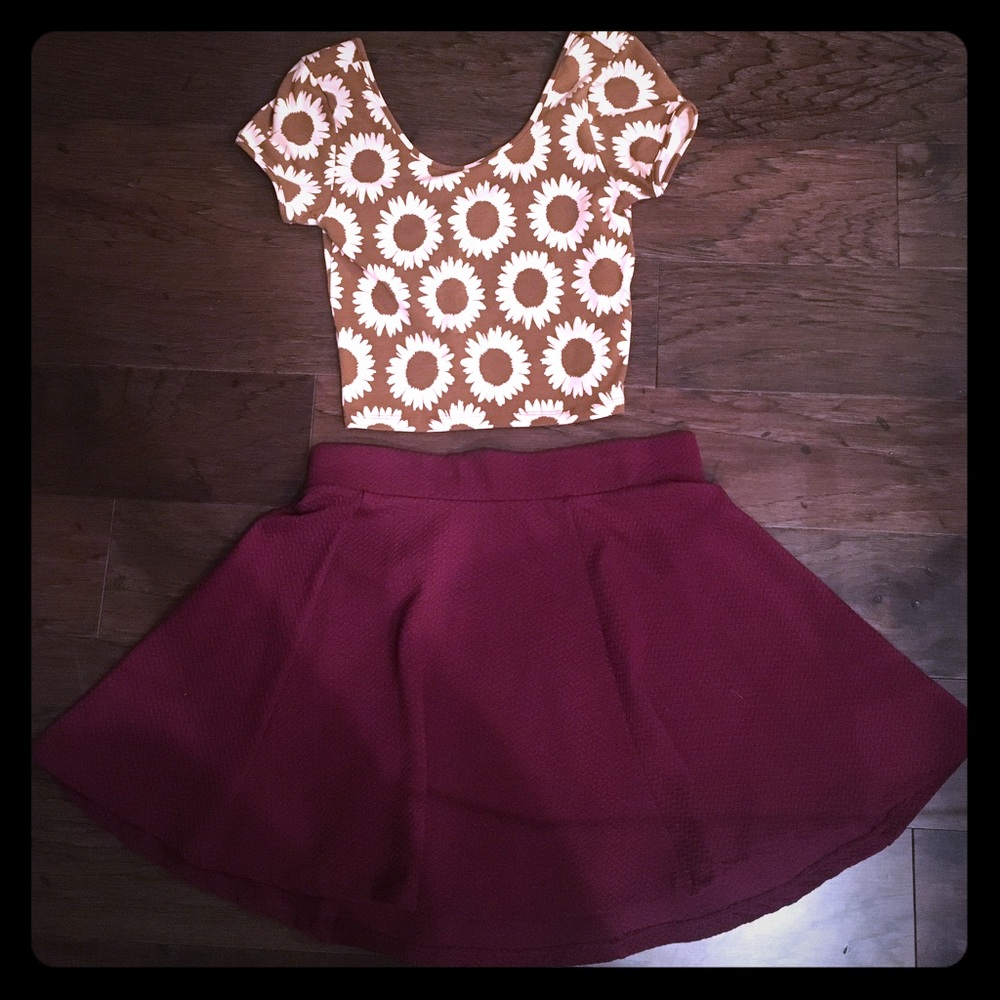 Burgundy Flare Skirt - NWT!