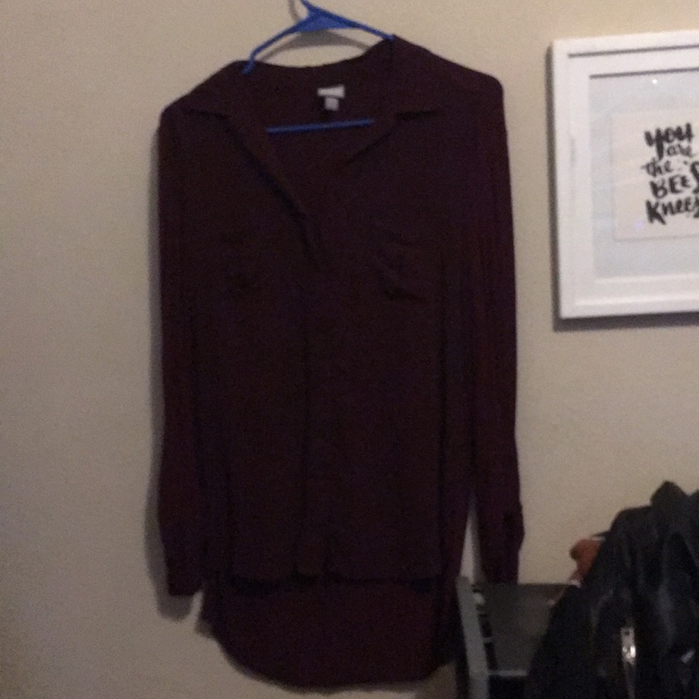 Small plum color high-low soft blouse
