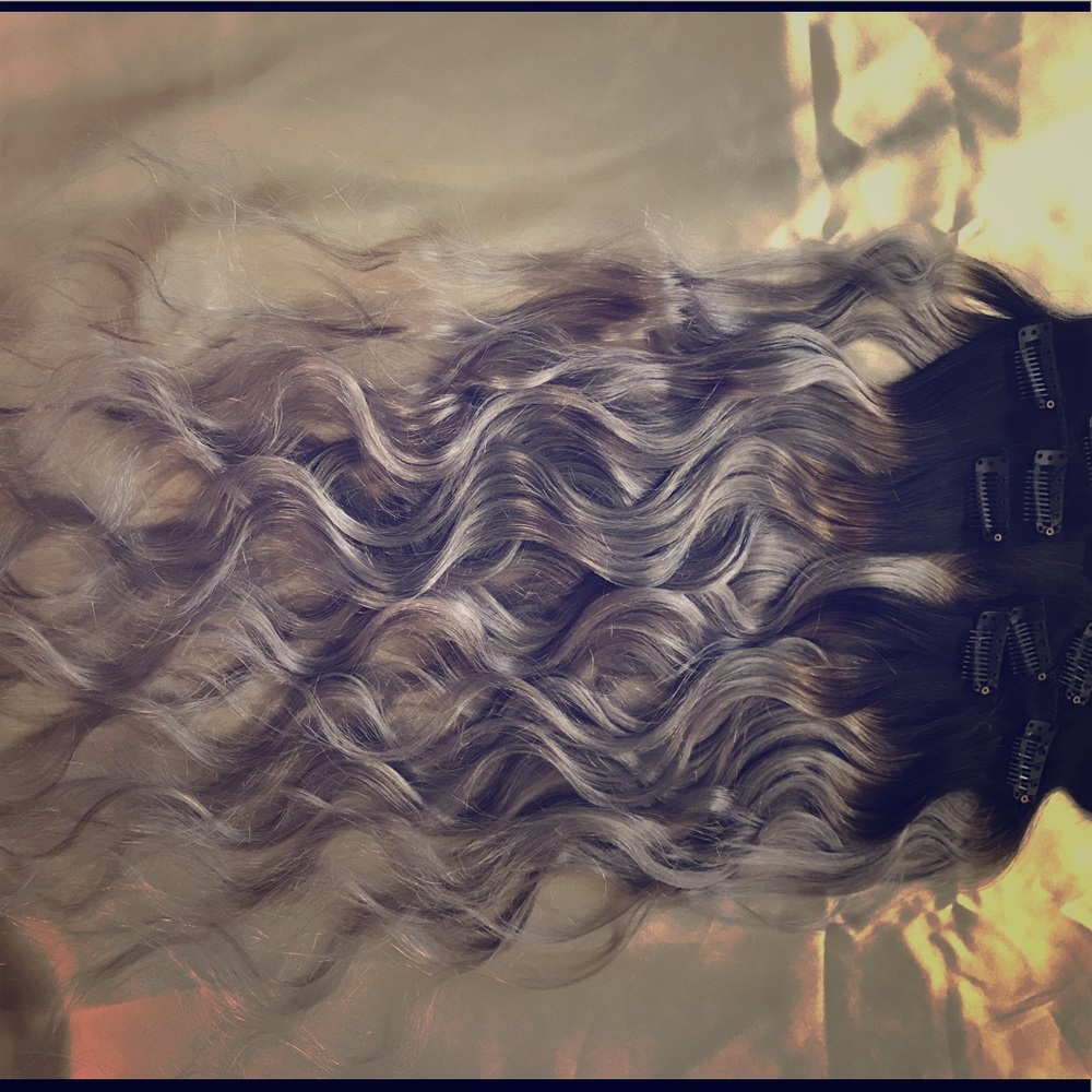 Brazilian hair black and grey ombré 22"