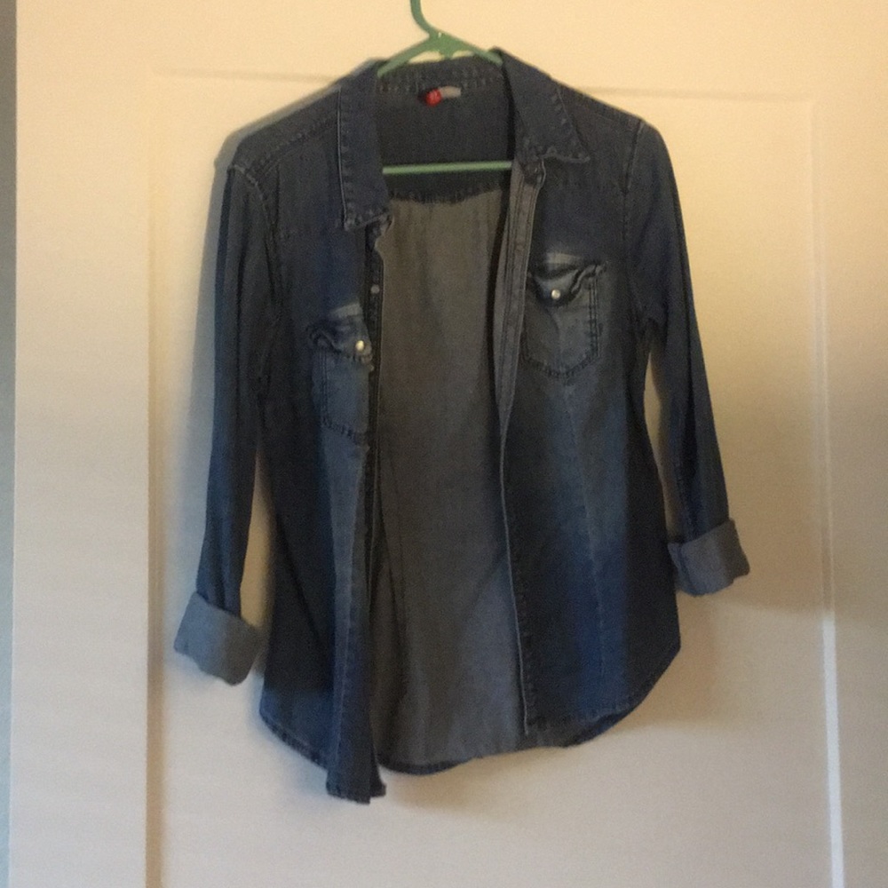 Medium wash denim flannel