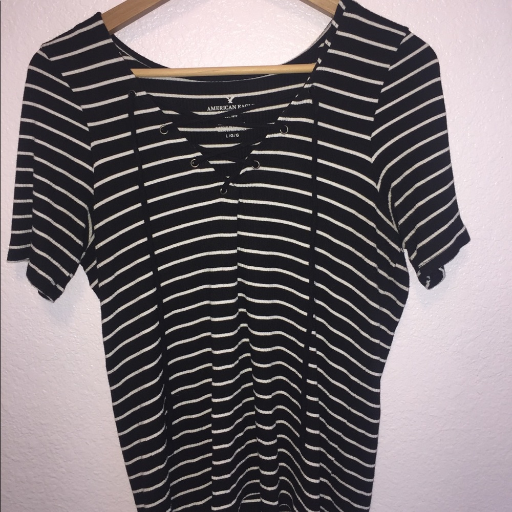 Lace up short sleeve shirt